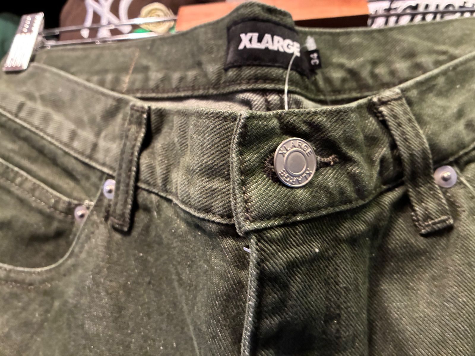 XLARGE FADED DENIM PANTS OLIVE 34inch - メルカリ