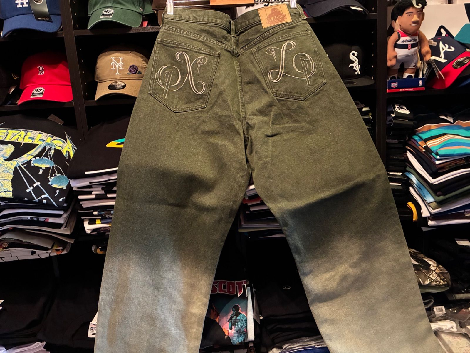 XLARGE FADED DENIM PANTS OLIVE 34inch - メルカリ