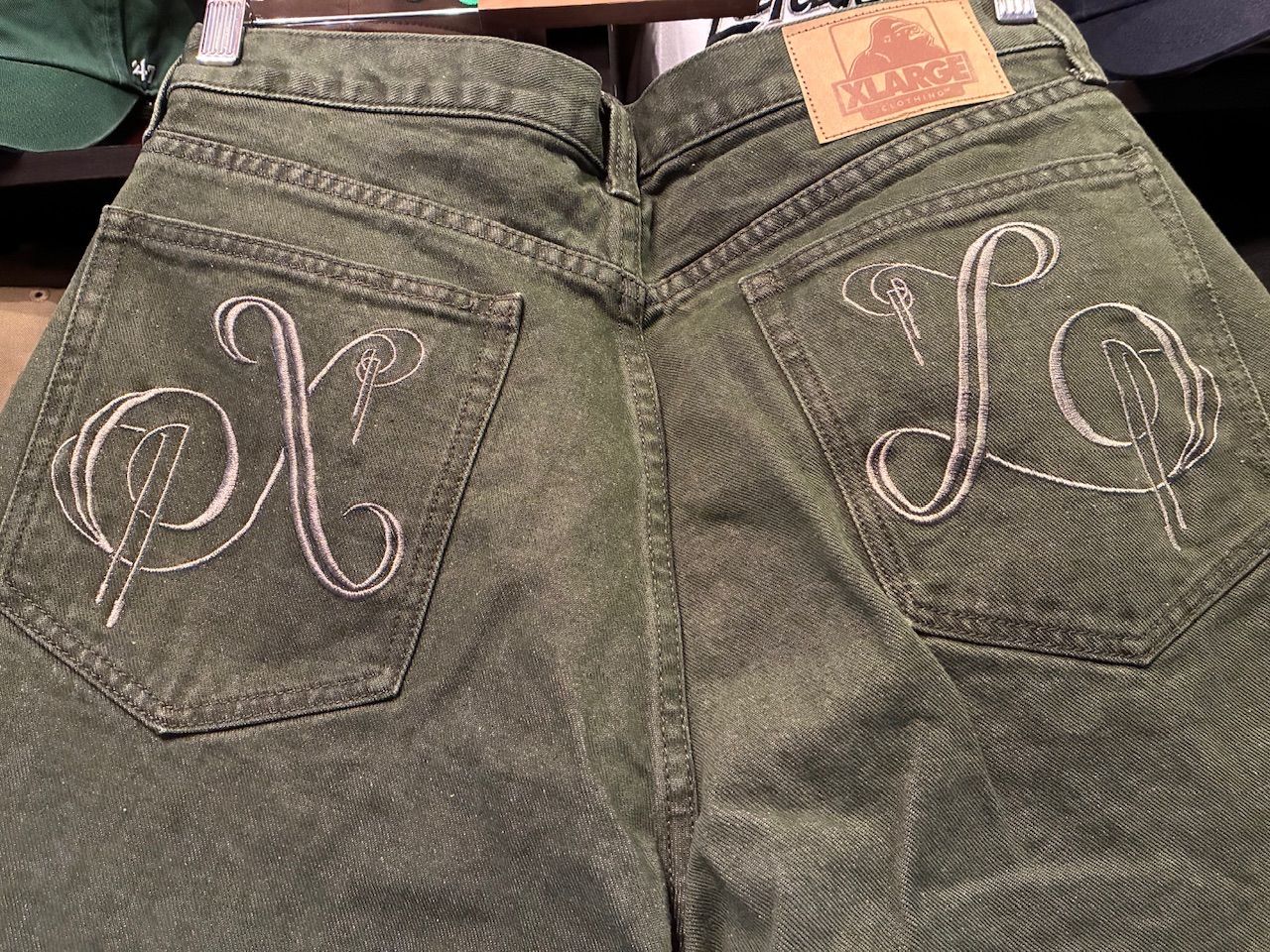 XLARGE FADED DENIM PANTS OLIVE 34inch - メルカリ