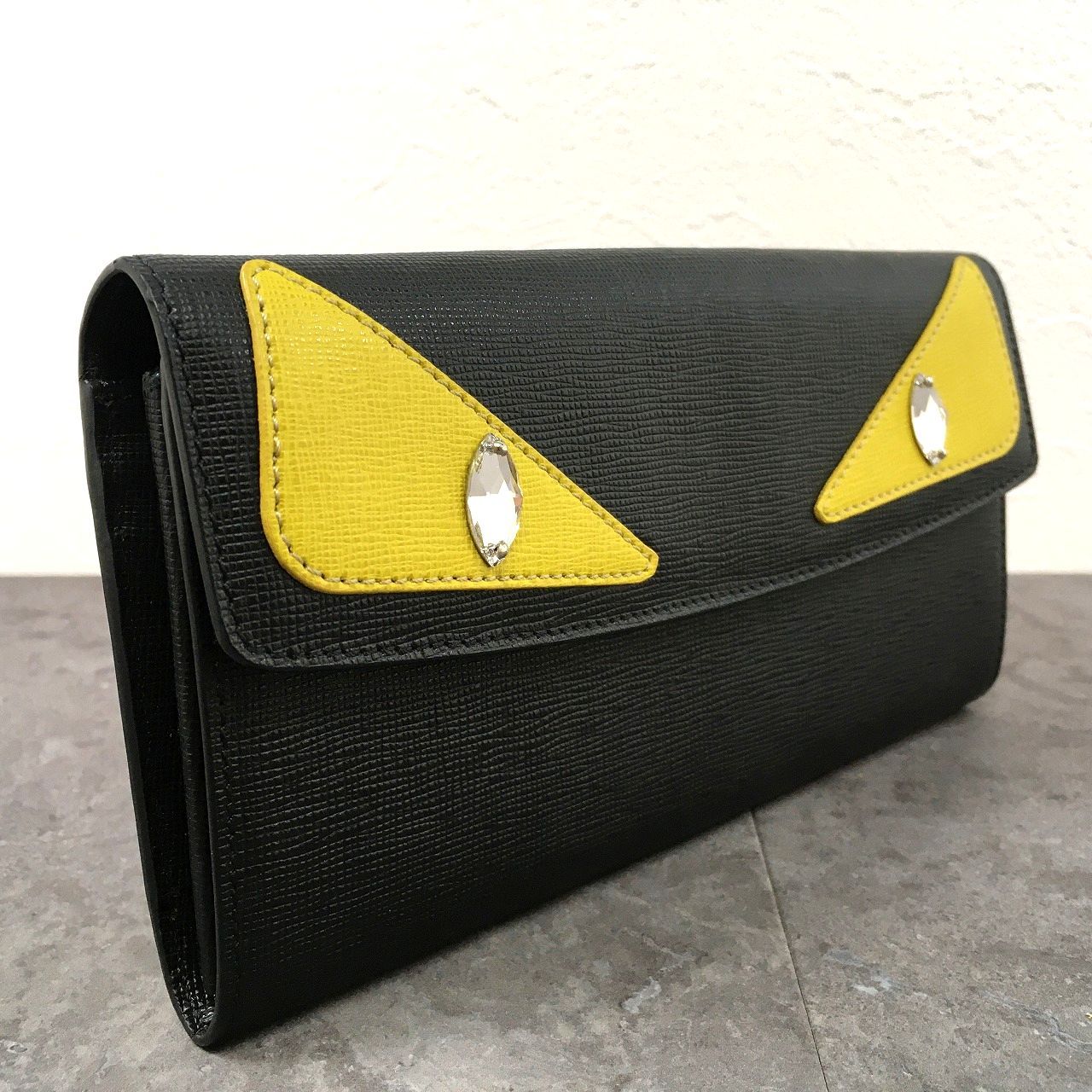 425 み FENDI 長財布 8 M 0340 モンスター ブラック レザー