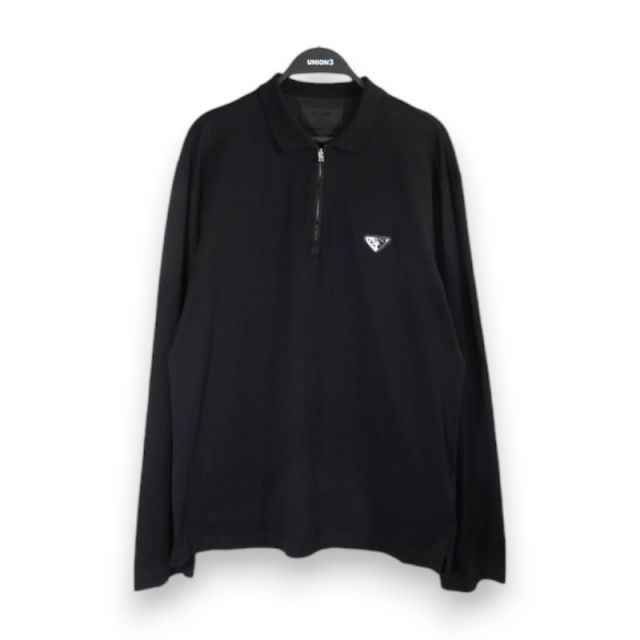 PRADA LONG SLEEVED PIQUE POLO SHIRT BLACK サイズXL UJL 59 B 1 YR 4 プラダ ロングスリーブ ピケ ポロシャツ 鹿の子