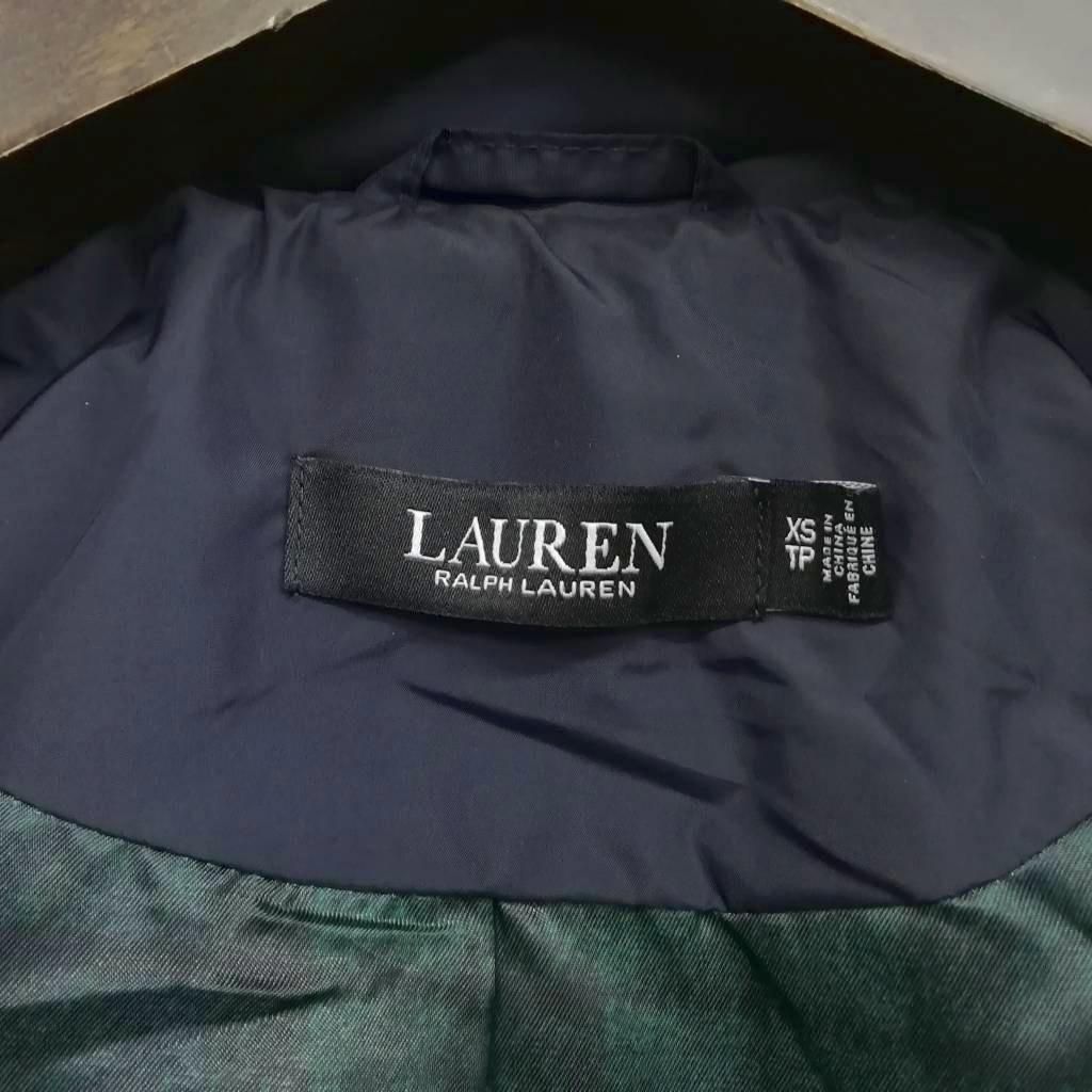 【中古】ローレンラルフローレン クレストパッチ キルテッド ジャケット フーデット コート キルティング 中綿 XS ネイビー ローレンラルフローレン LAUREN RALPH LAUREN クレストパッチ