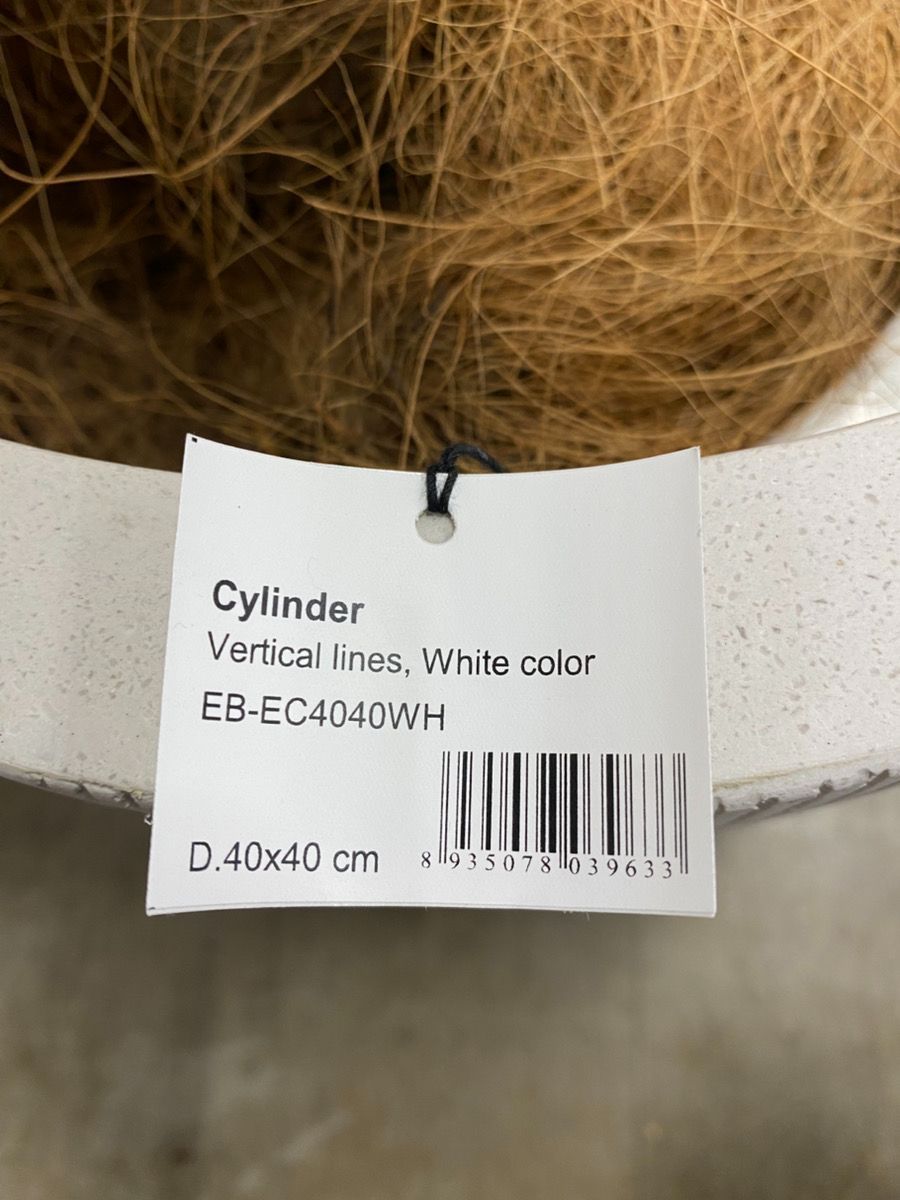 【良品】大型プランター Cylinder 縦ライン ホワイト 直径40cm 高さ40cm 手渡し限定】【良品】大型プランター Cylinder 縦ライン ホワイト 直径