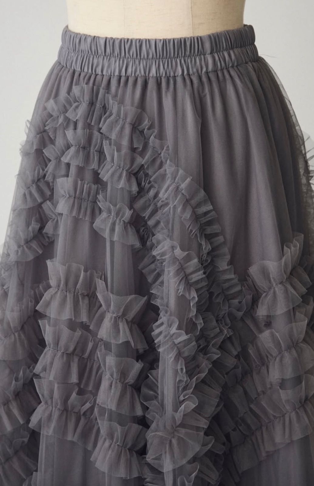 SET】ミックス釦ケープ2wayニット グレー+スフレアシメチュール