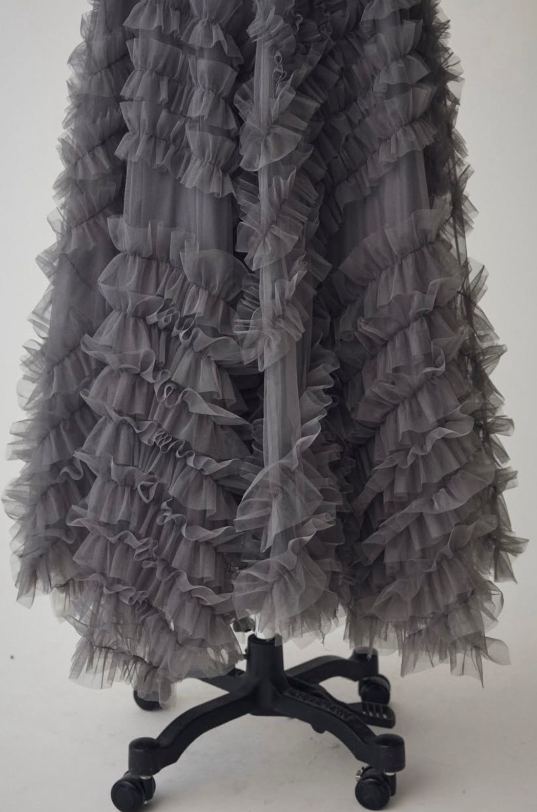 SET】ミックス釦ケープ2wayニット グレー+スフレアシメチュール