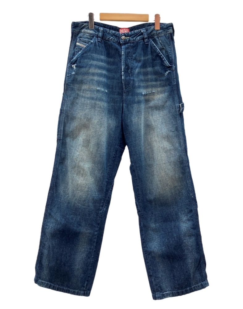 ディーゼル DIESEL Denim Pants デニム パンツ ボタンフライ ペインター ジーンズ 加工 ズボン D-LIVERY インディゴ 青 ロゴ 09 J 91 ブルー W 30 L 104 MB-434