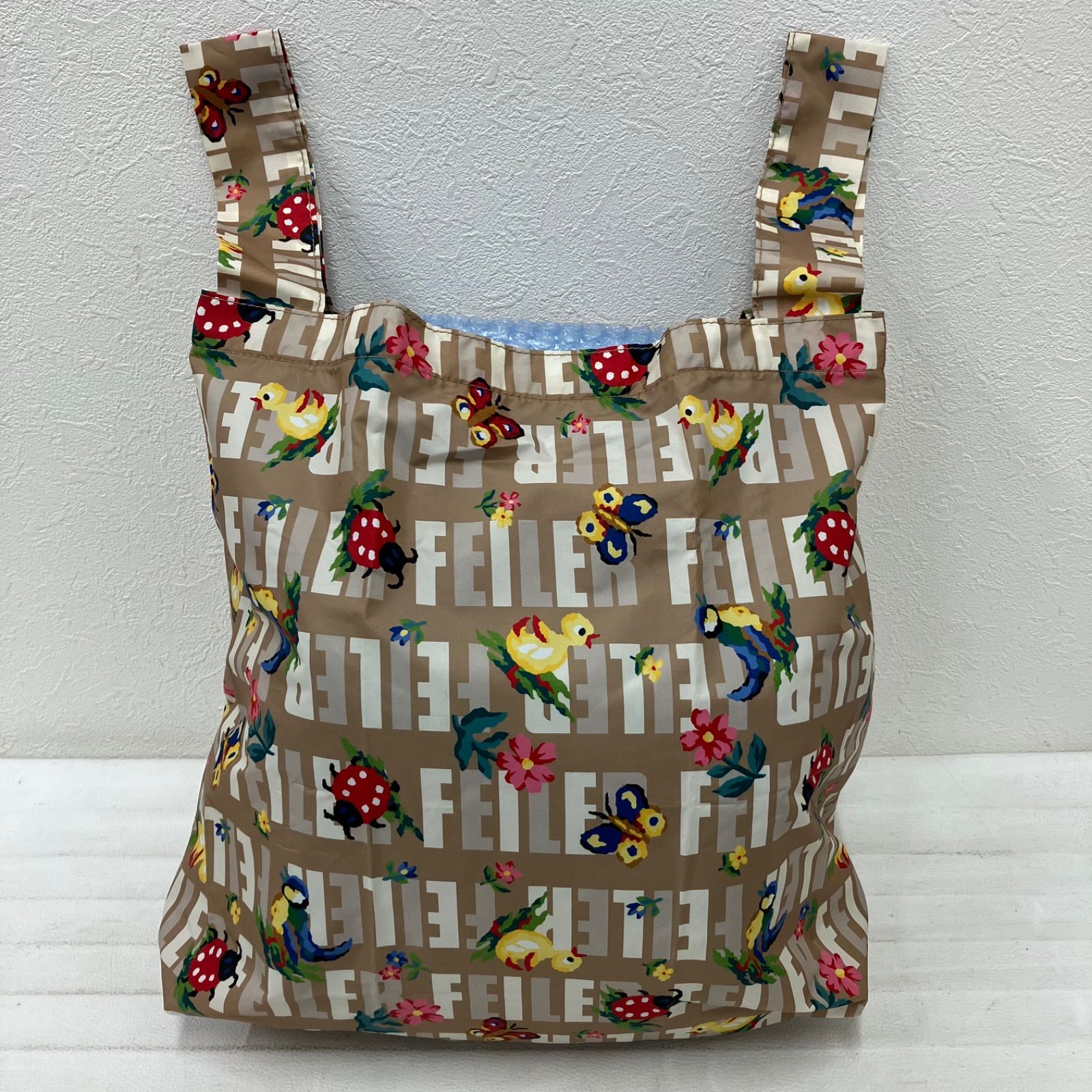 8283 FEILER フェイラー ハイジ エコバッグ 折りたたみ コンパクト ベージュ ナイロン 軽量 携帯バッグ フェイラーアンドハイジ A 4対応 ロゴ あひる てんとう虫 ちょうちょ 鳥