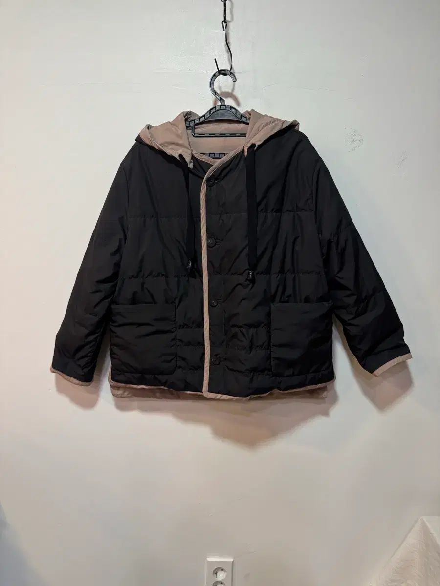 SJSJ エスジェイエスジェイ ブラック フード リバーシブル ダウン 55