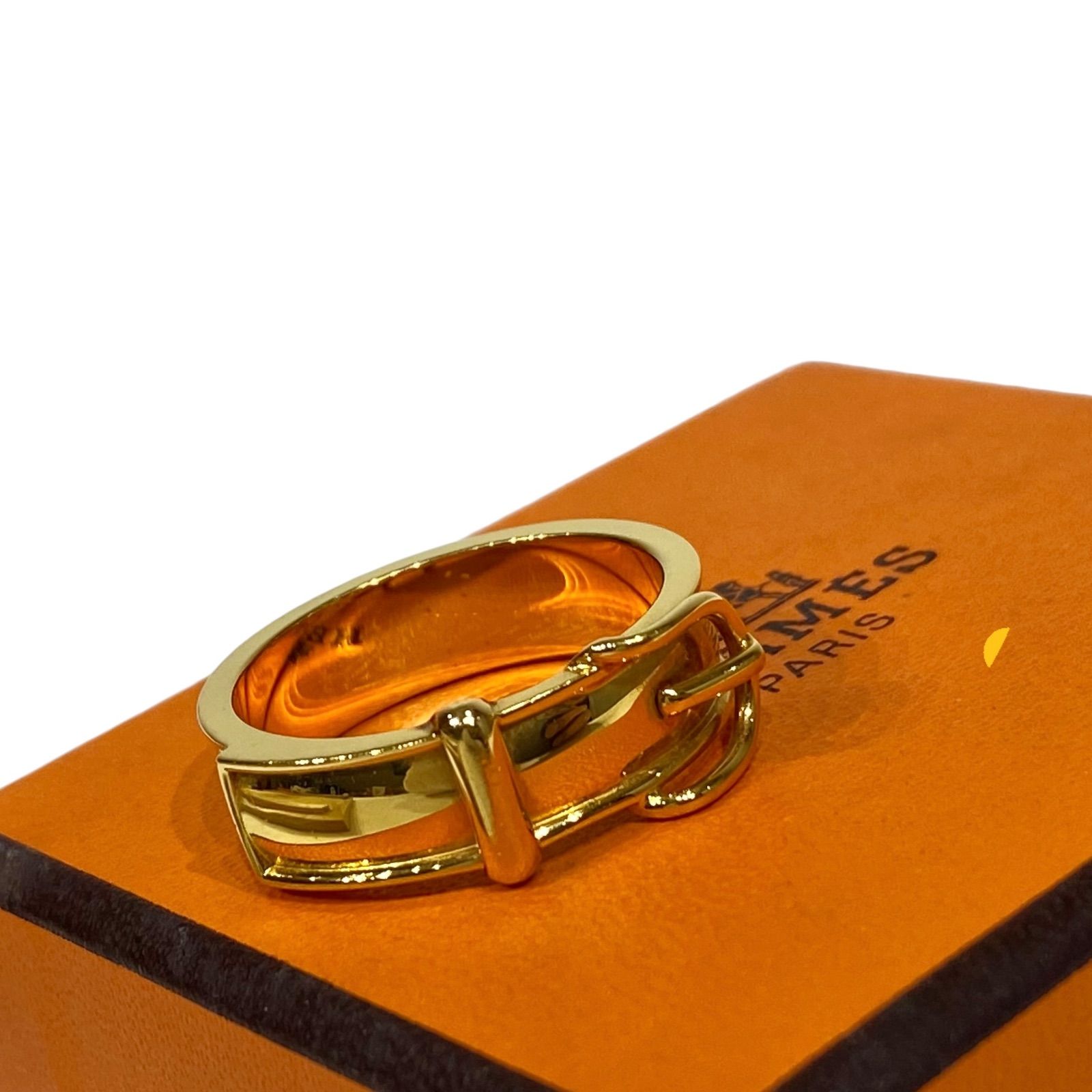 HERMES 【アタメ】シリーズのゴールドスカーフリング 箱付き 美品 Hermes エルメス アタメ スカーフリング ゴールド メタル GP 服飾