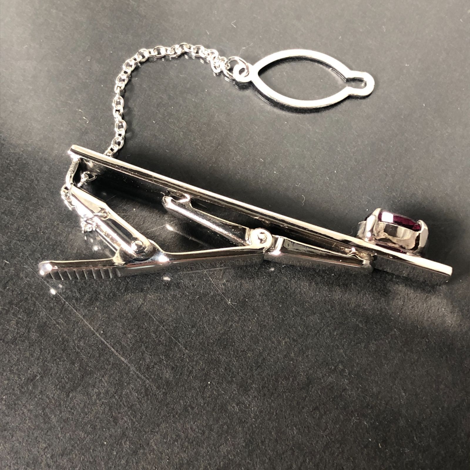ネクタイピン 純銀刻印 SILVER シルバー 重量約7g ルビー タイバー