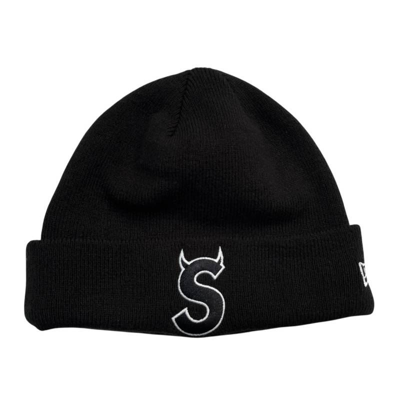 Supreme × New Era デビルS ビーニー黒 未使用品 新品/正規品】SUPREME x New Era S Logo ビーニー 黒 (Supreme/ニット
