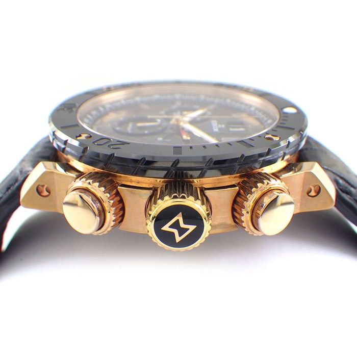 エドックス EDOX 腕時計 クロノオフショア1 10020 ブラック文字盤 デイト クロノグラフ スモールセコンド 裏スケ クロコダイルレザーベルト SS GP クオーツアナログ