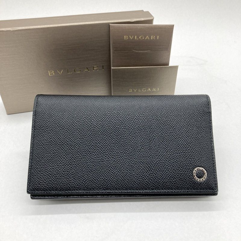 BVLGARI ブルガリ ブルガリマン 長財布 30398 ロングウォレット 二つ折り 型押し レザー メンズ ブラック レッド 服飾 B 15614◆