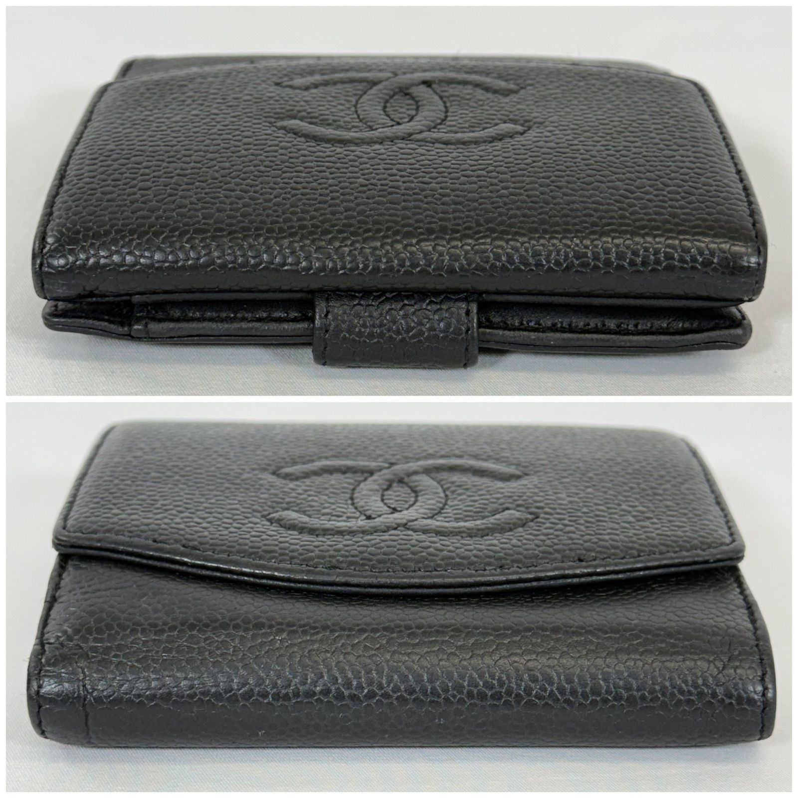 人気・美品】CHANEL シャネル キャビアスキン ココマーク Wホック