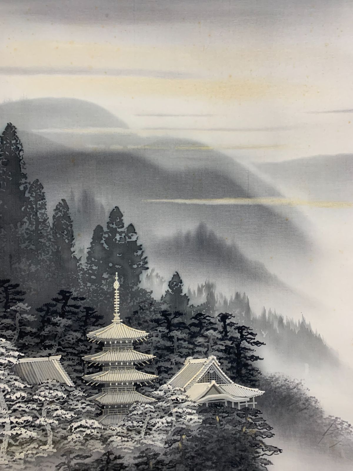 掛け軸】251 林森次「塔山水」五重塔 京都 #茶掛 #掛軸 #古美術 #骨董