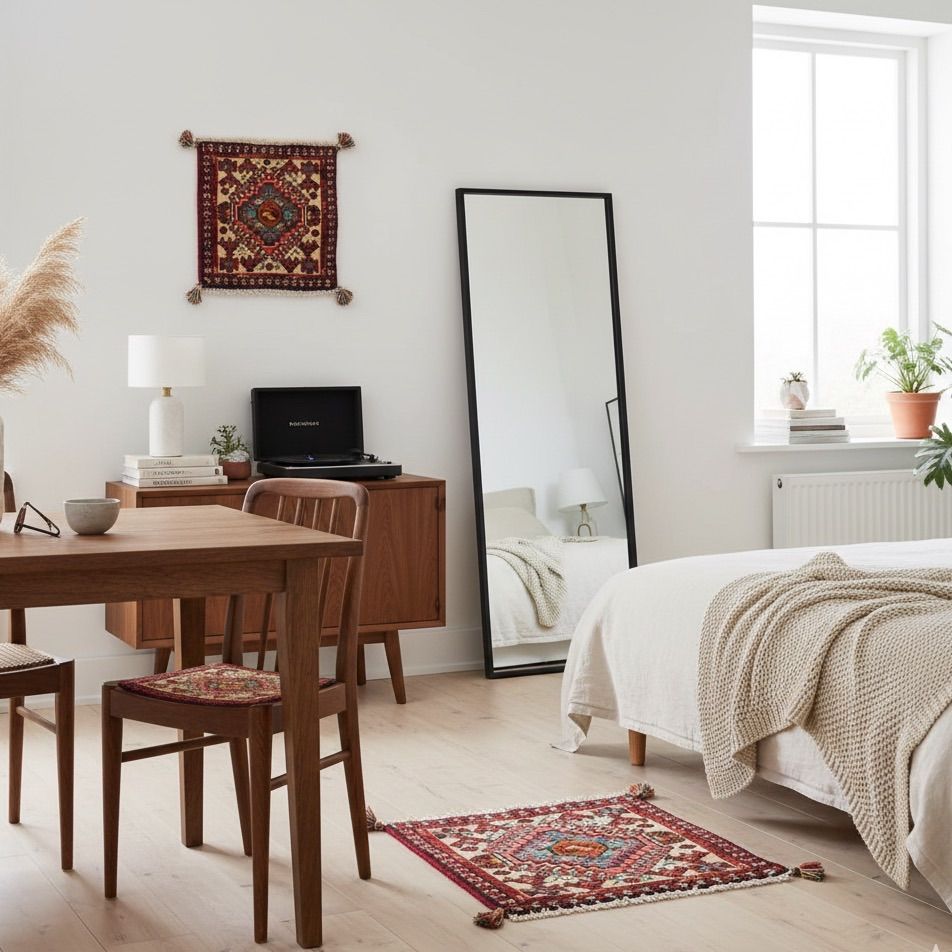 ペルシャ絨毯座布団 40×41㎝ 本物 手織り絨毯 ヤラメ産 トライバルラグ