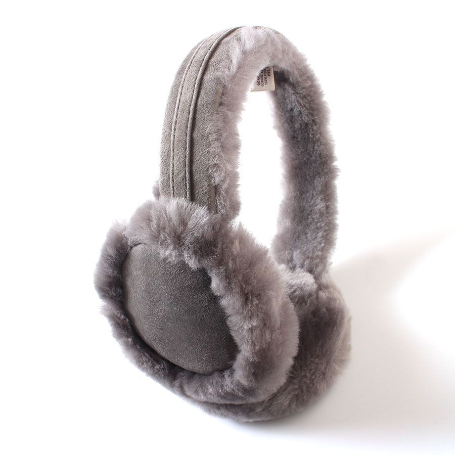 WA26039 美品 UGG アグ イヤーマフ 耳あて グレー 羊革 シープスキン