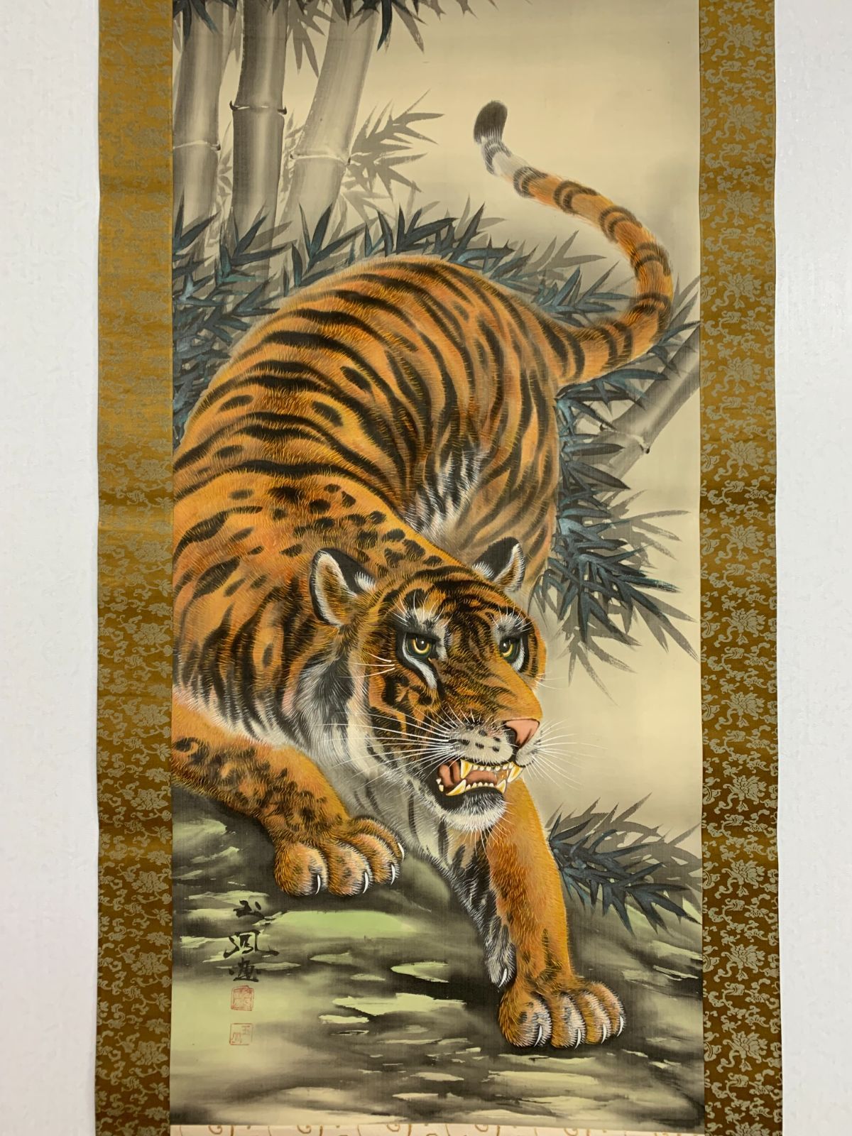 掛け軸】255 堀江玉鳳「猛乕之図」虎 #茶掛 #掛軸 #古美術 #骨董 #お