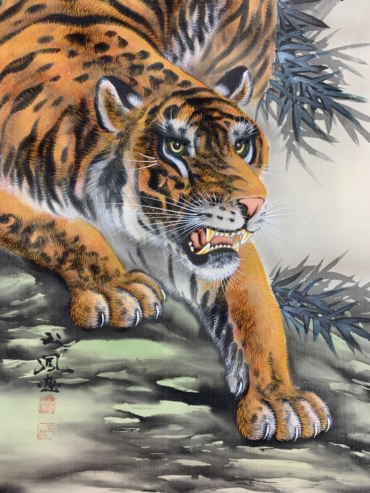 掛け軸】255 堀江玉鳳「猛乕之図」虎 #茶掛 #掛軸 #古美術 #骨董 #お