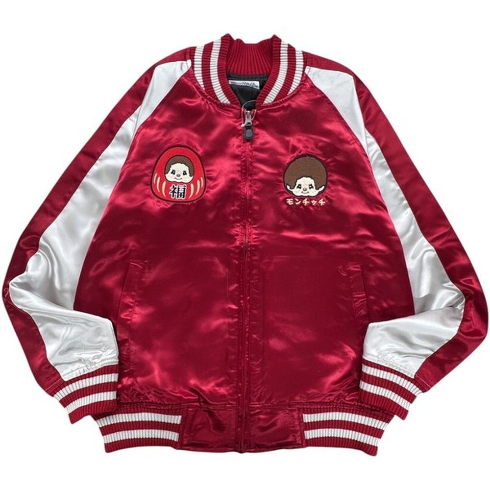 スカジャン モンチッチ monchhichi 刺繍 スカジャン アウターRed