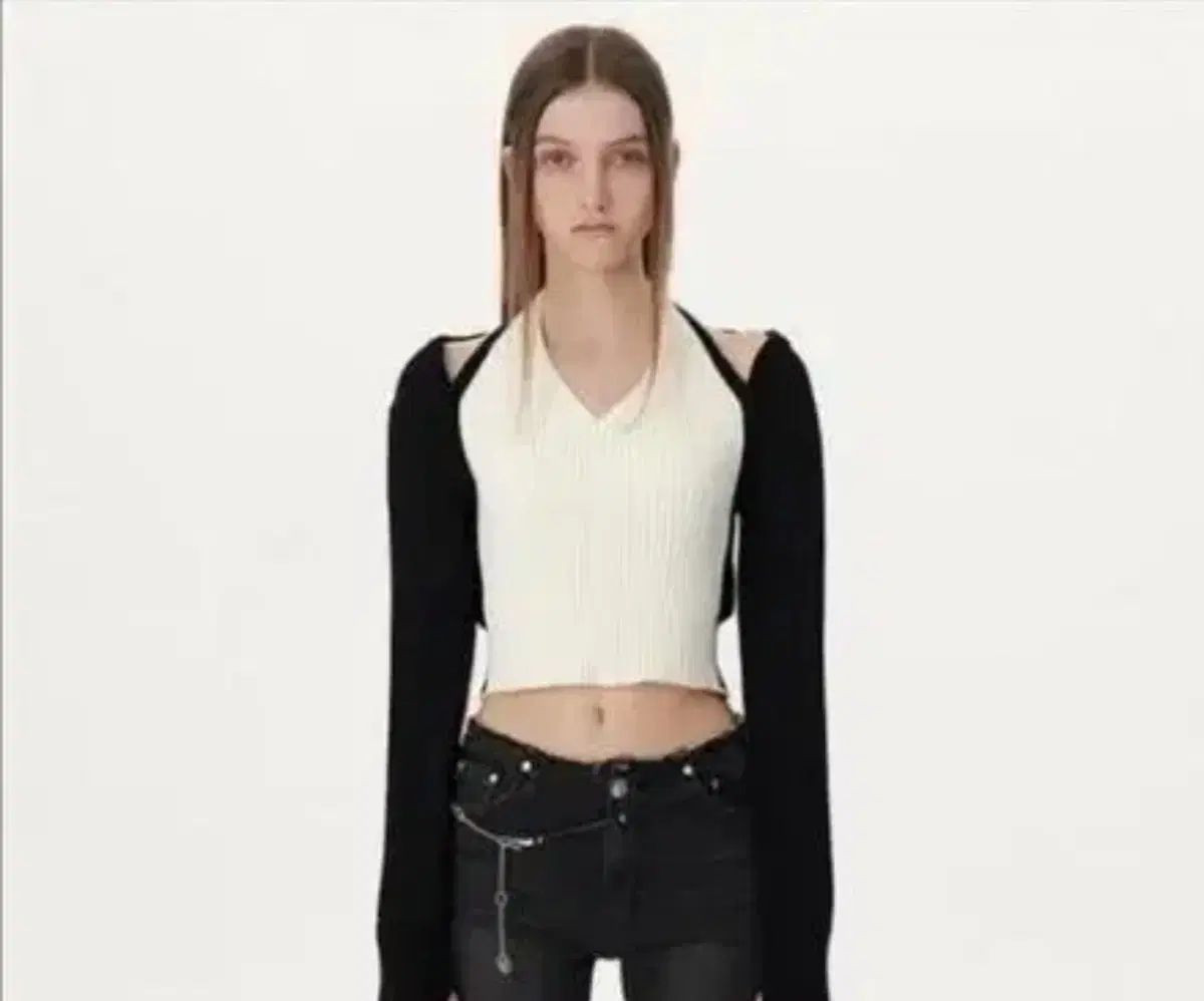 カリナ着用 Yuse ユズ ホルター ニット トップス レイヤード ボレロ アイボリー