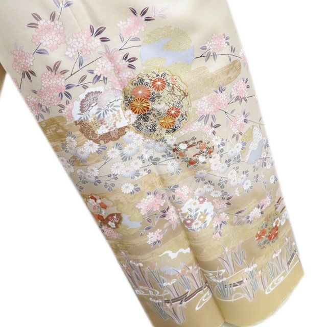 ✨ 未使用 【 附下訪問着 】花文様 エ霞 金彩 金駒刺繍 正絹 日本 484 訪問着 着物 未使用 正絹 袷 フォーマル 金駒刺繍 花の図 霞 雪輪 地