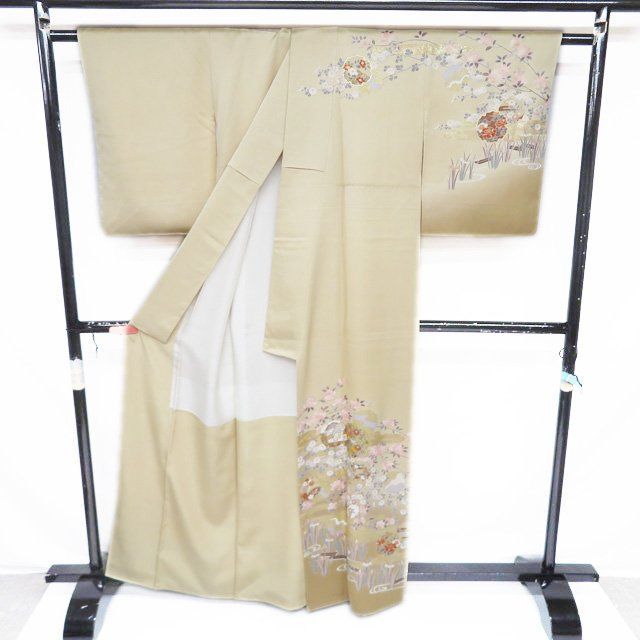 ✨ 未使用 【 附下訪問着 】花文様 エ霞 金彩 金駒刺繍 正絹 日本 484 訪問着 着物 未使用 正絹 袷 フォーマル 金駒刺繍 花の図 霞 雪輪 地