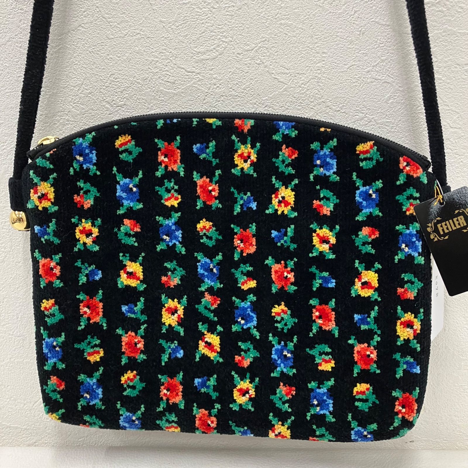 8078 FEILER フェイラー ショルダーバッグ カリーナ ブラック 黒 花柄