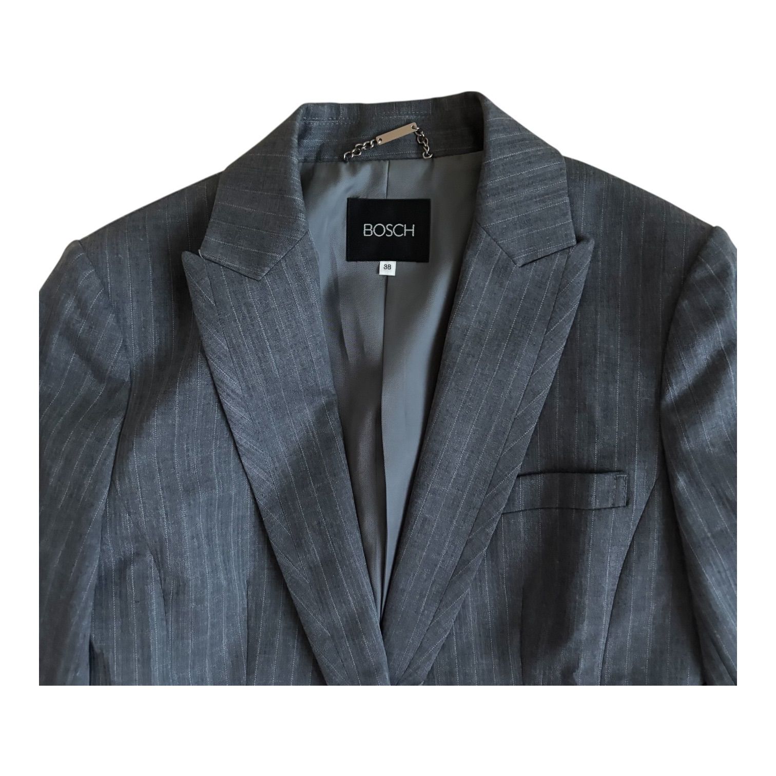 ZK33 BOSCH ボッシュ ストライプ スカートスーツ 上下セット グレー