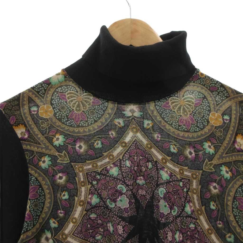 エトロ ETRO ニット セーター タートルネック 総柄 長袖 46 黒マルチ