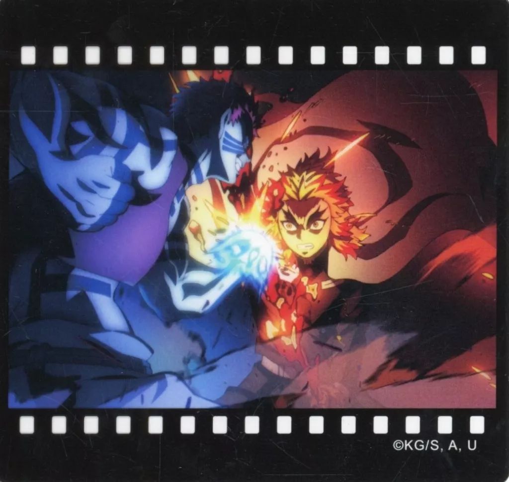 中古】キャラカード 煉獄杏寿郎＆猗窩座 フィルム風クリアカード 「鬼