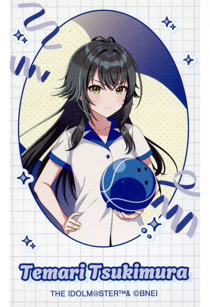 [Used] Chara Card Tsukimura Teki “Academy Idolmaster x ROUND1 drawing bowling shirt ver. Trading instant camera style illustration cards”