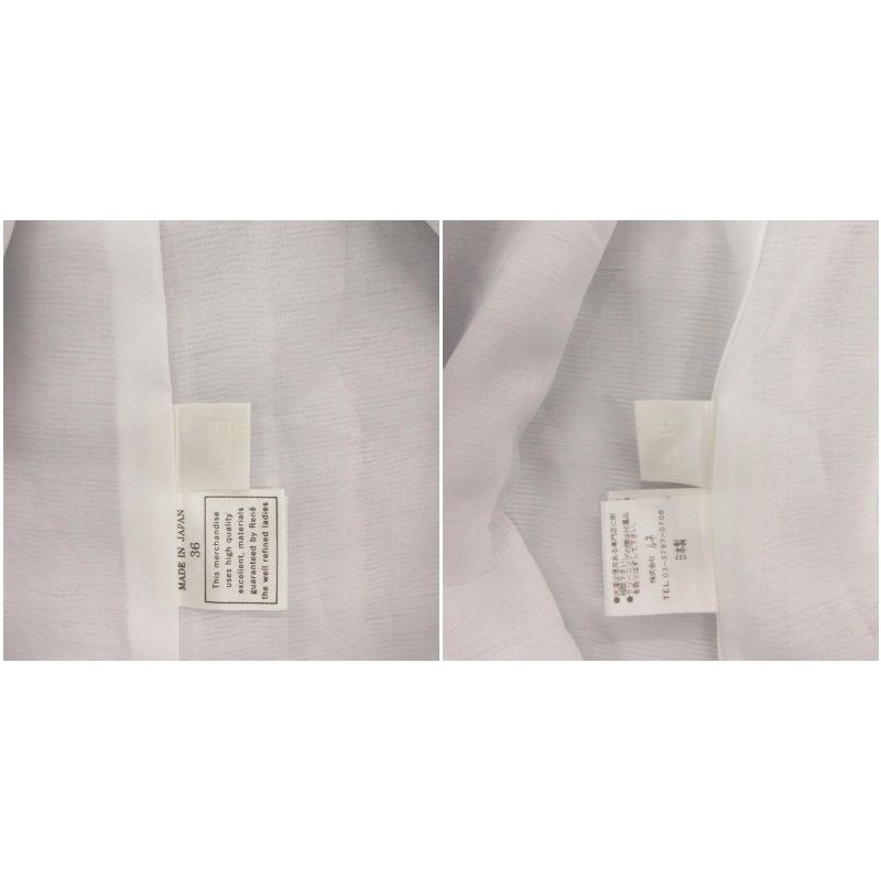 ルネ Rene ワンピース 半袖 ひざ丈 36 白 ホワイト 紺 ネイビー /FF