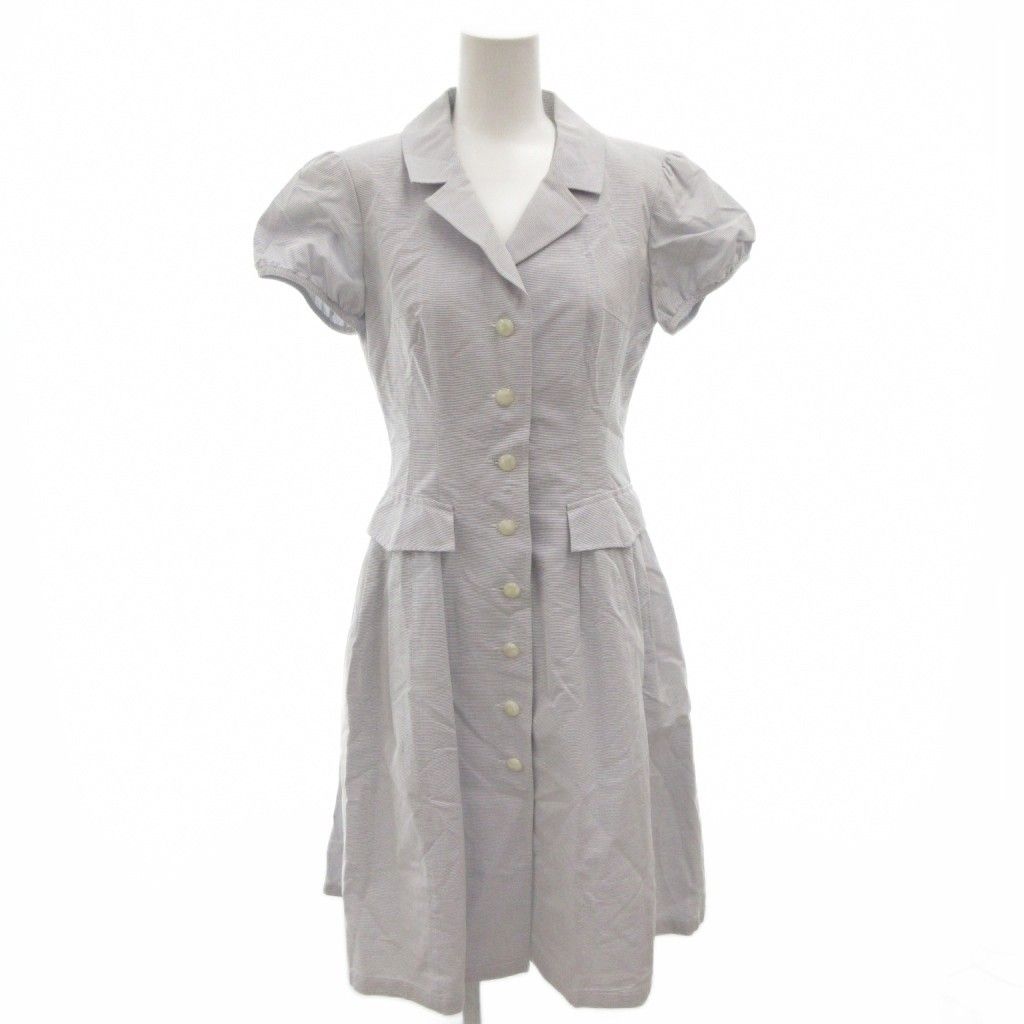 René 半袖ひざ丈ワンピース 36 ルネ Rene ワンピース 半袖 ひざ丈 36 白 ホワイト 紺 ネイビー /FF