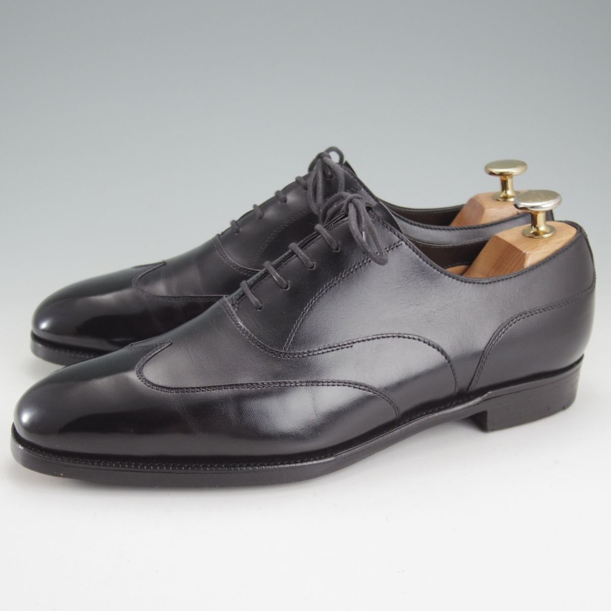 上 エドワードグリーン 6 E 定価20万円以上 ツリー付| |808ラスト ブラインドブローグ|カーフ|黒|EDWARD GREEN o 326