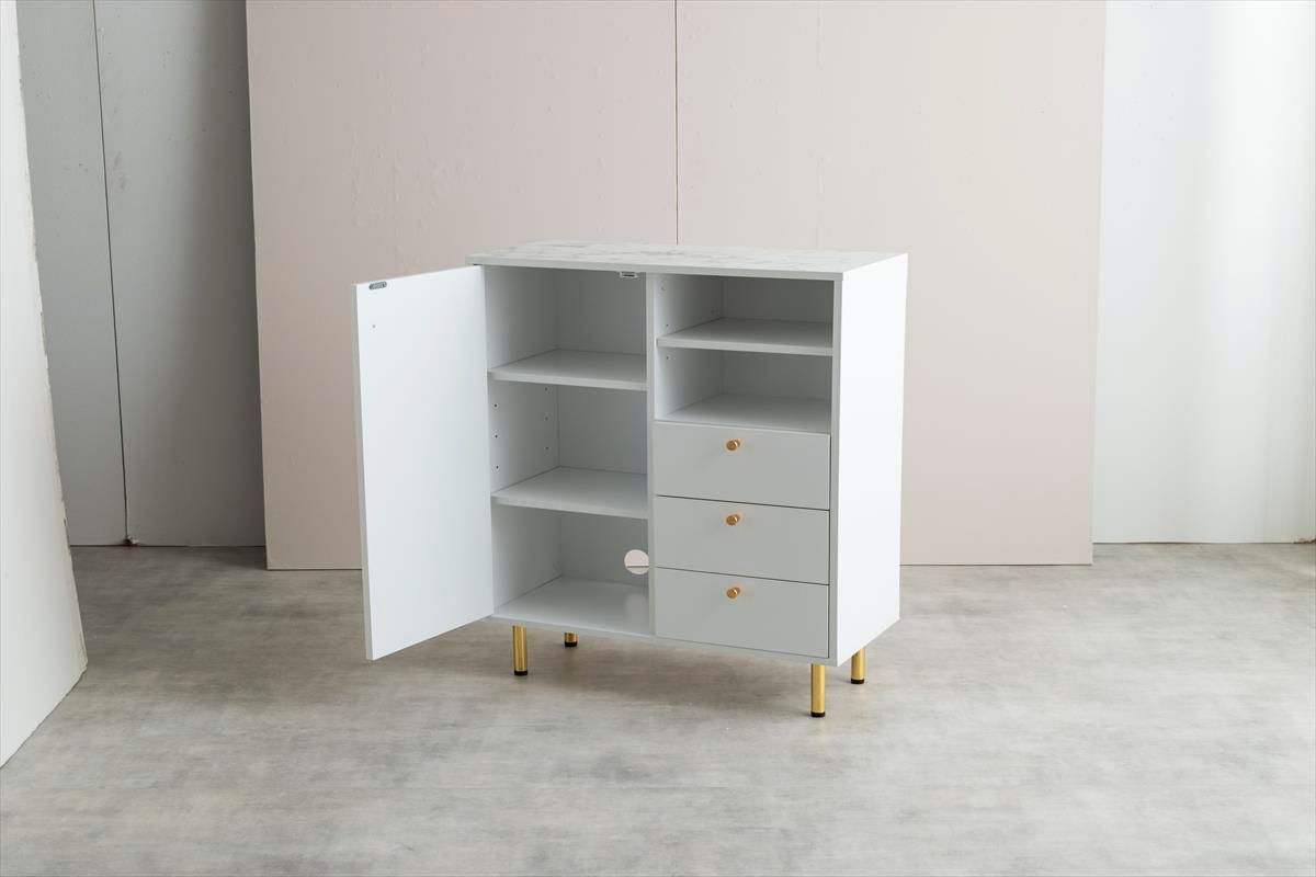 キャビネット 幅70cm リビング収納 キャビ 引出収納 扉収納 脚付き 
