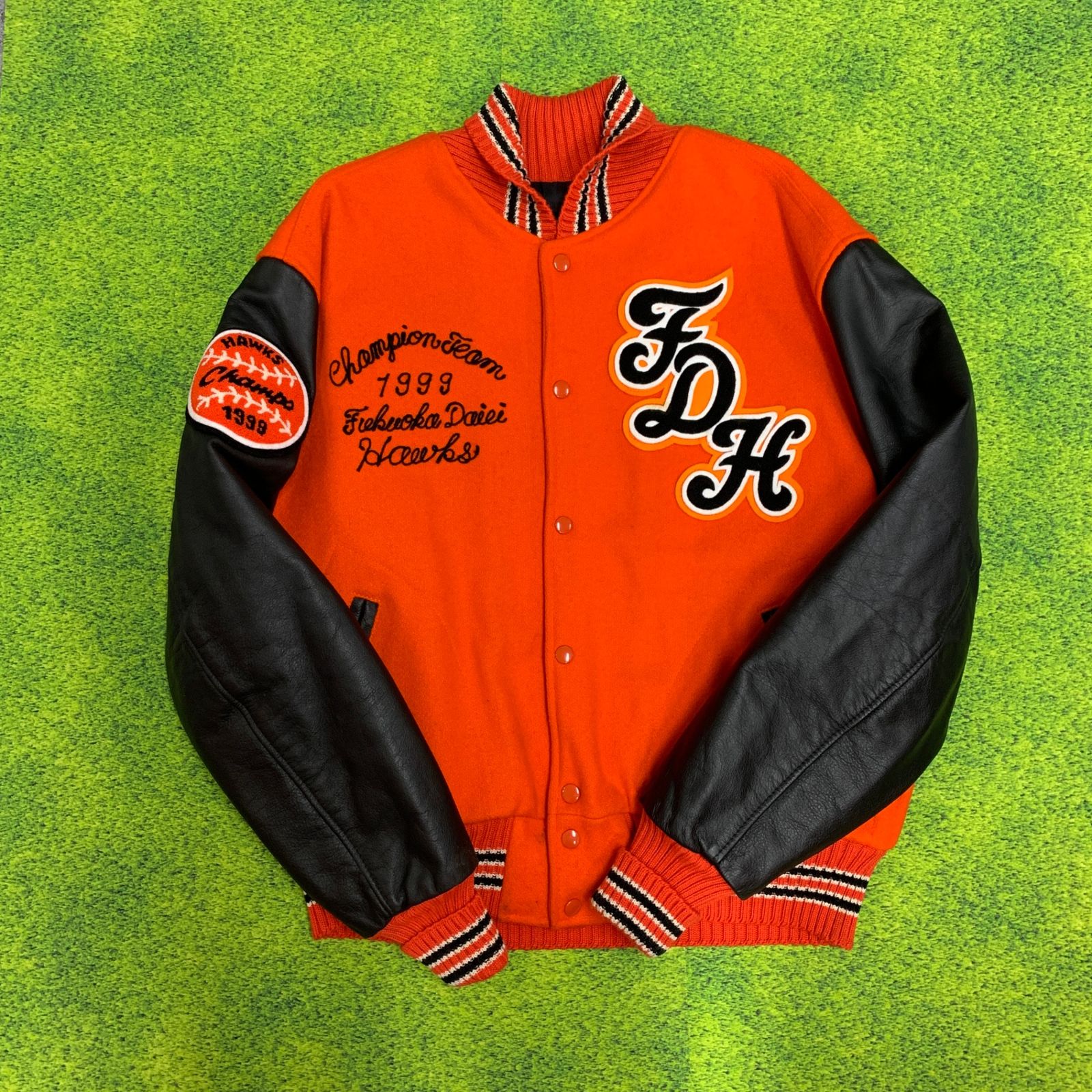 【レア】ダイエーホークス赤 ジャケット Lサイズ　スタジャン ダイエーホークス 1999年優勝記念 レザースタジャン 革 ビームスコラボ