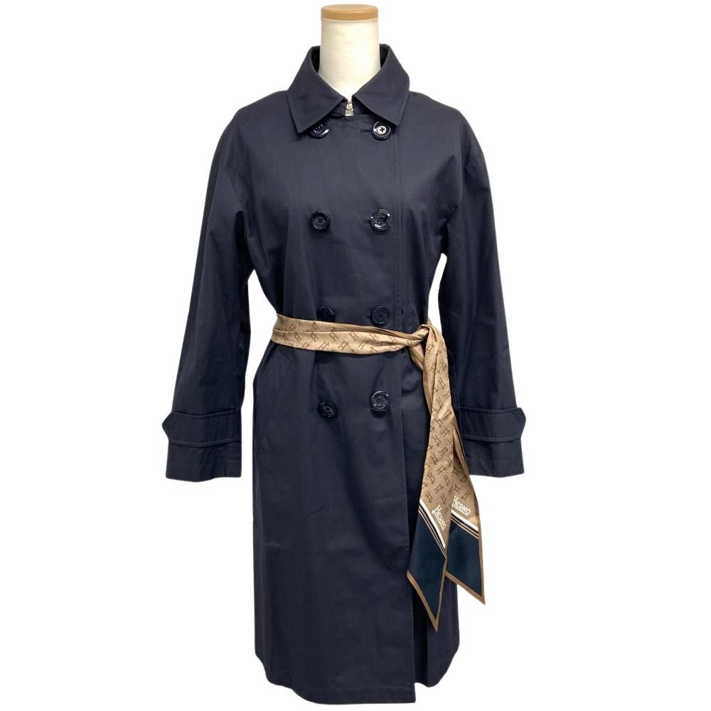 ヘルノ Herno スカーフ ベルテッド トレンチコート コットン 42 レディース