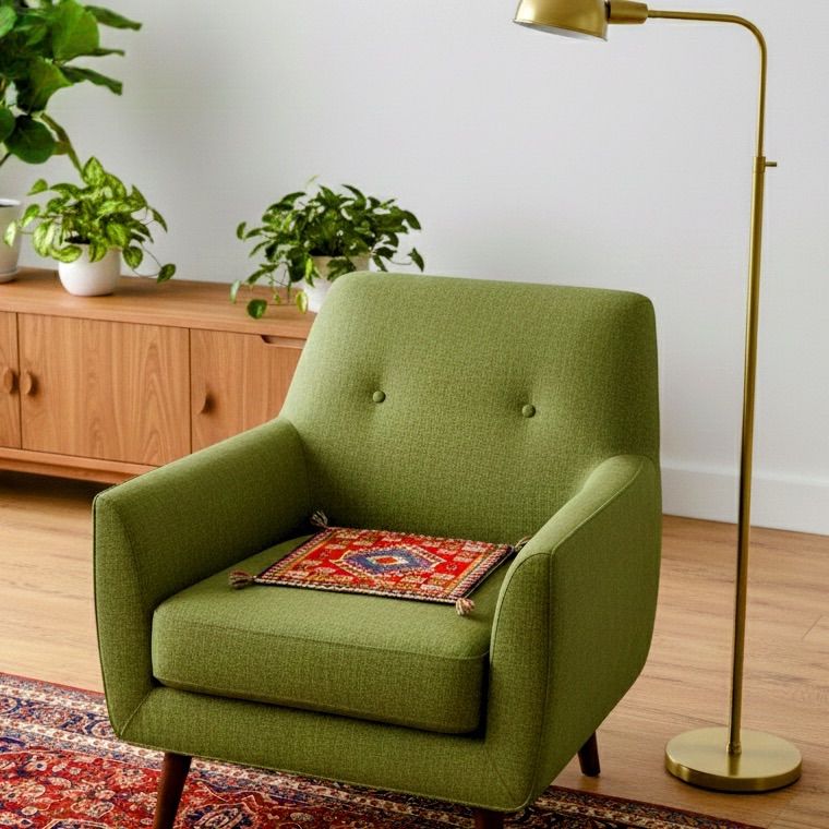 ペルシャ絨毯座布団 40×45cm 本物 手織り絨毯 ヤラメ産 トライバルラグ