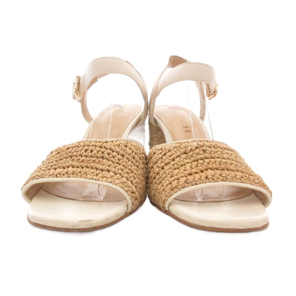 コーチ COACH サンダル 6 23cm シューズ チャンキーヒール ラフィア