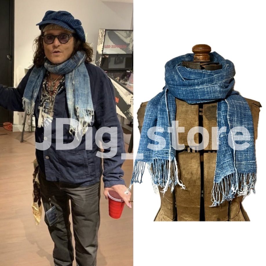 ジョニーデップ着用 ヴィンテージ インディゴ ストール - メルカリ