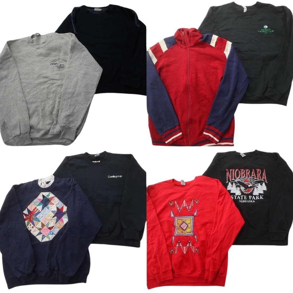 古着卸 まとめ売り カラー スウェット 8枚セット (メンズ L ) カレッジ