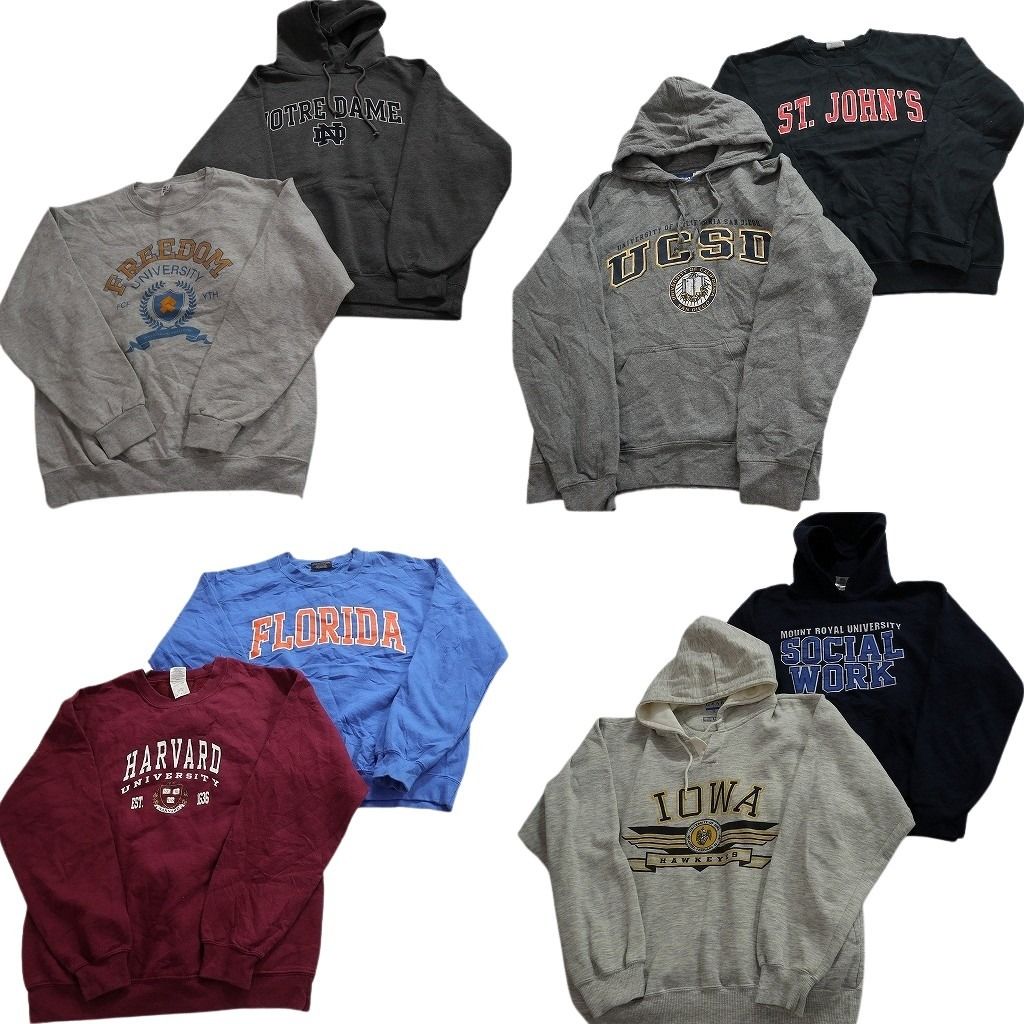 古着卸 まとめ売り カレッジ風 スウェット 8枚セット (メンズ M