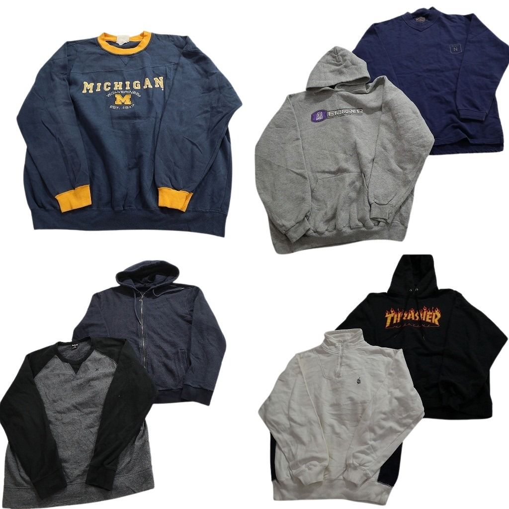 メンズ　フード付きトレーナー　古着　まとめ売り　M〜L スウェット トレーナー メンズ◇フェードスタンドZIPスウェット◇プル