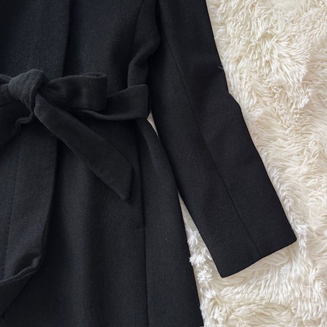 INED イネド Aライン ロングコート ベルト付き アンゴラ混 フォックス