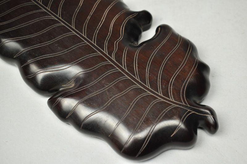 蔵A5886】時代 唐木葉形煎茶盆 50㎝ 美品 - メルカリ