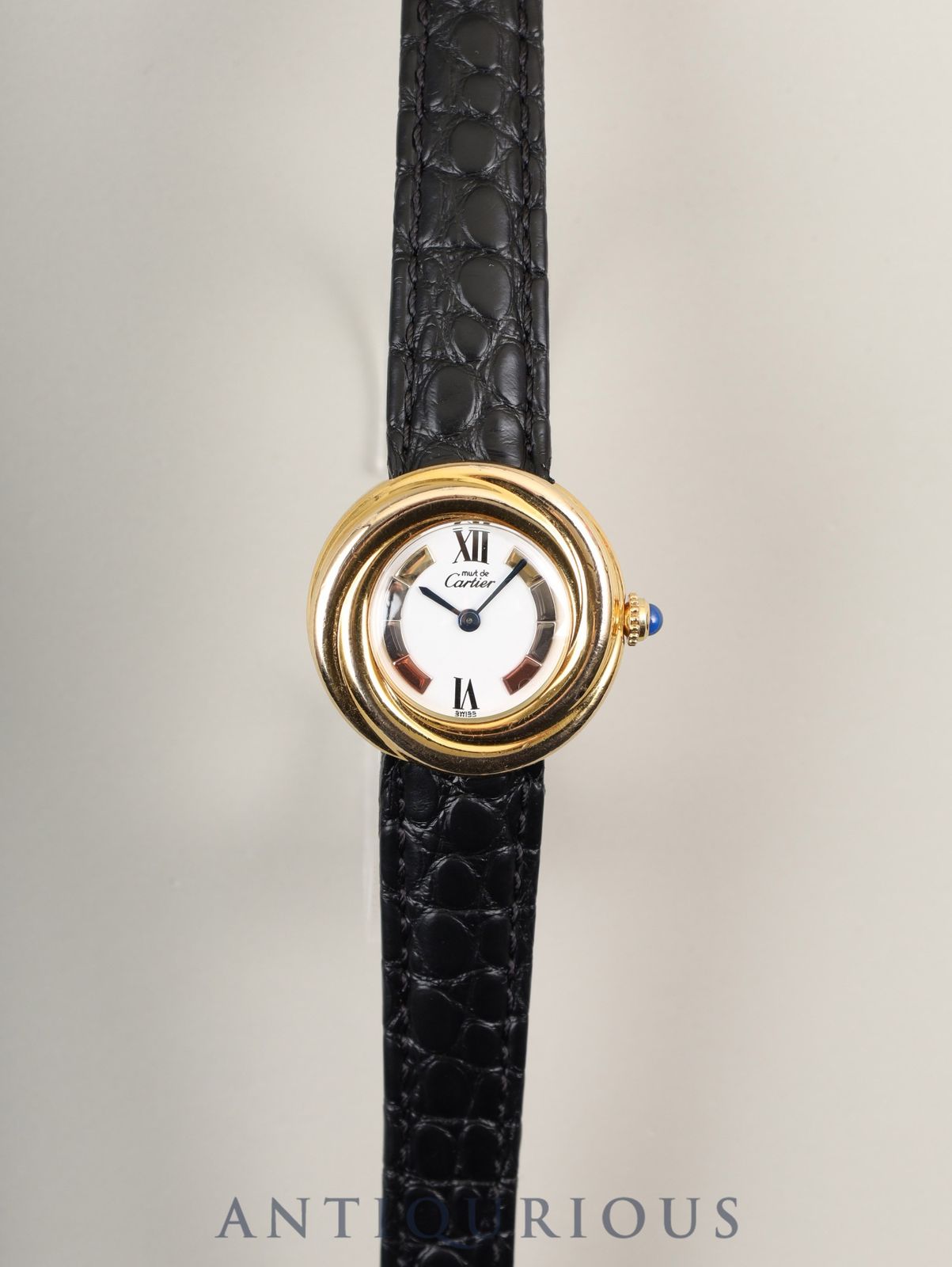 カルティエ マストトリニティ | 2735 クォーツ Cal.- SV 925 革 Dバックル GP サイドトリニティ文字盤 オーバーホール済み