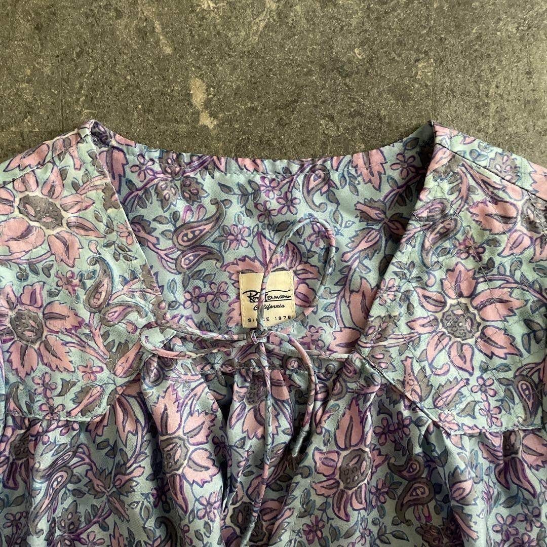 37 ロンハーマン Ron herman シルク 絹 SILK 総柄 花柄 ワンピース シャツ お呼ばれ デート オフィスカジュアル 食事会