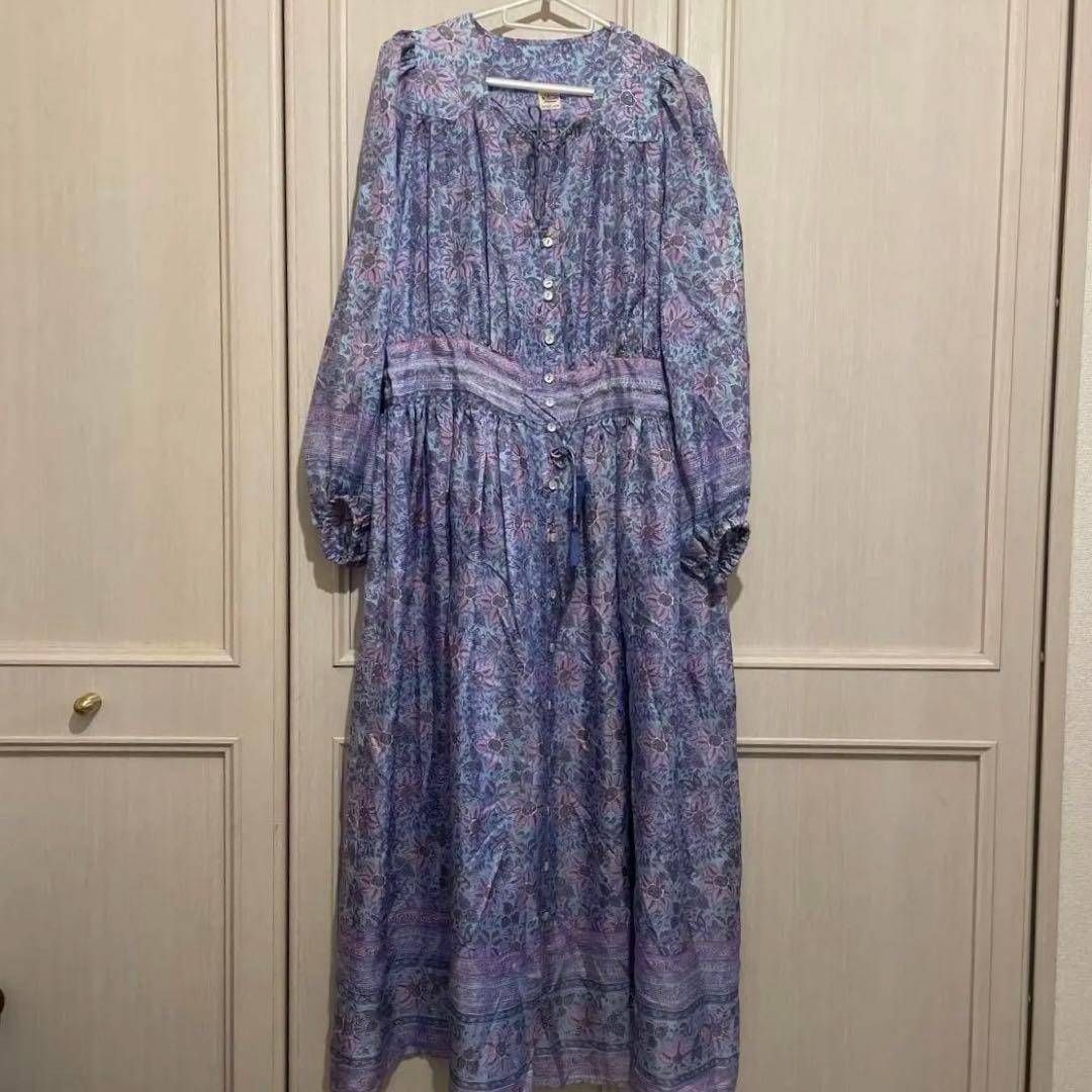 37 ロンハーマン Ron herman シルク 絹 SILK 総柄 花柄 ワンピース シャツ お呼ばれ デート オフィスカジュアル 食事会