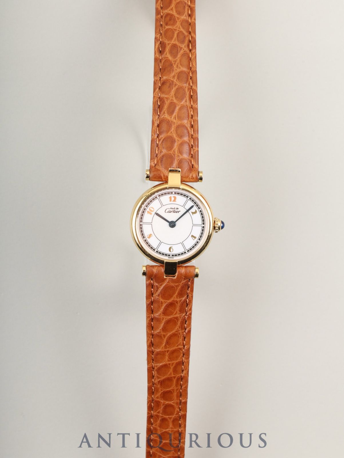  カルティエ マスト ヴァンドーム VLC SM | 1851 クォーツ Cal.90 SV 925 革 Dバックル GP アラビア文字盤 箱 オーバーホール済み 腕時計(クォーツ) 腕時計(アナログ)